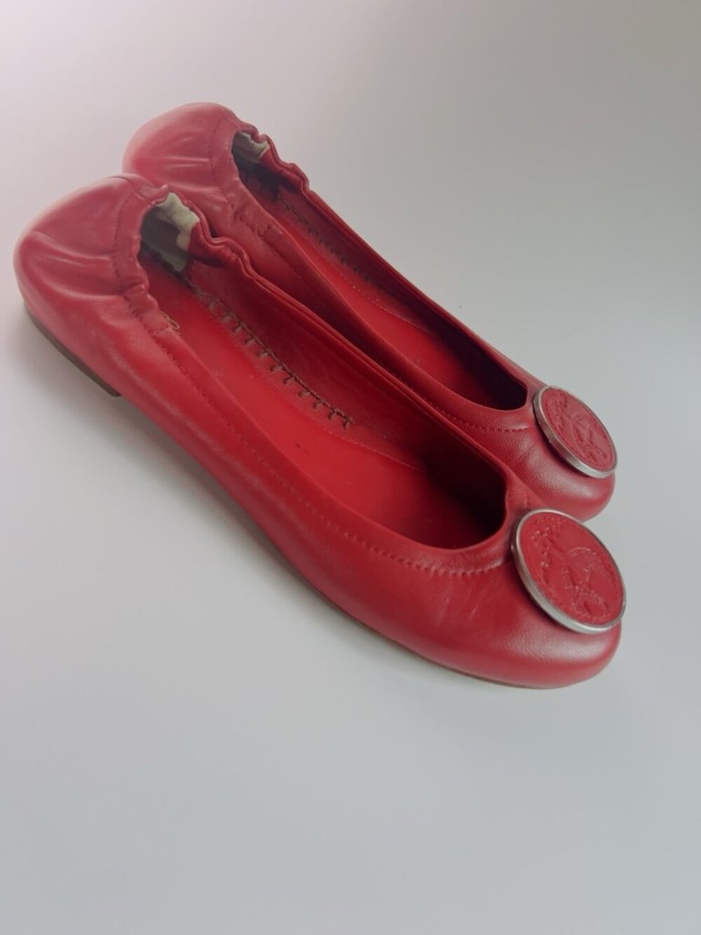 Brooks Brothers Red Leather Ballet Flats Women’s Size 9 Slip On Shoes - Picture 9 of 16